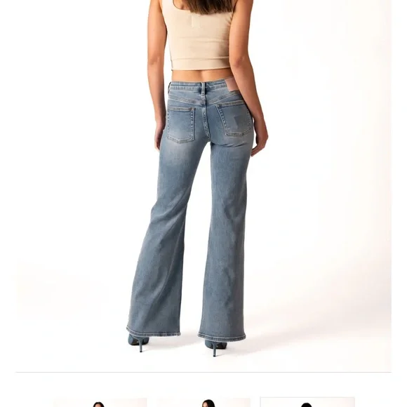 Free People Light Blue Flare Jeans Low Rise